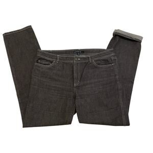 Lafayette 148 New York Jeans 12 | Warm Charcoal Gray Slim Straight Stretch Denim
